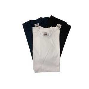 Pro Club Heavyweight Cotton T-Shirt Bundle - 3 Pack  Black Navy & White  LG-Tall